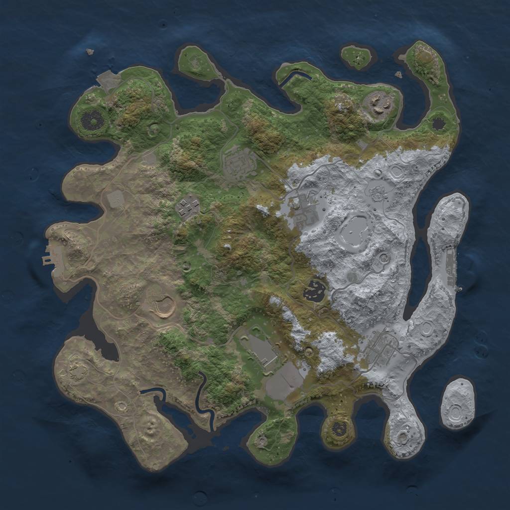 Rust Map: Procedural Map, Size: 3500, Seed: 1704699324, 16 Monuments