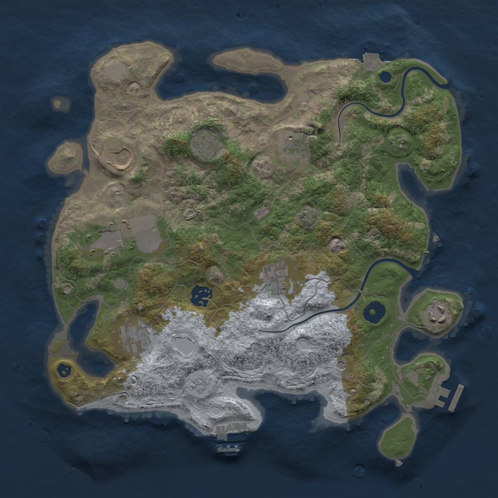 Rust Map: Procedural Map, Size: 3500, Seed: 466784991, 14 Monuments