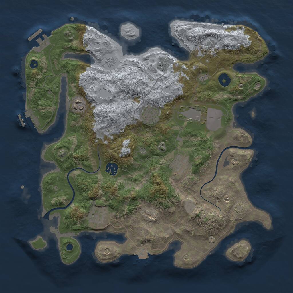 Rust Map: Procedural Map, Size: 3500, Seed: 1214900030, 14 Monuments
