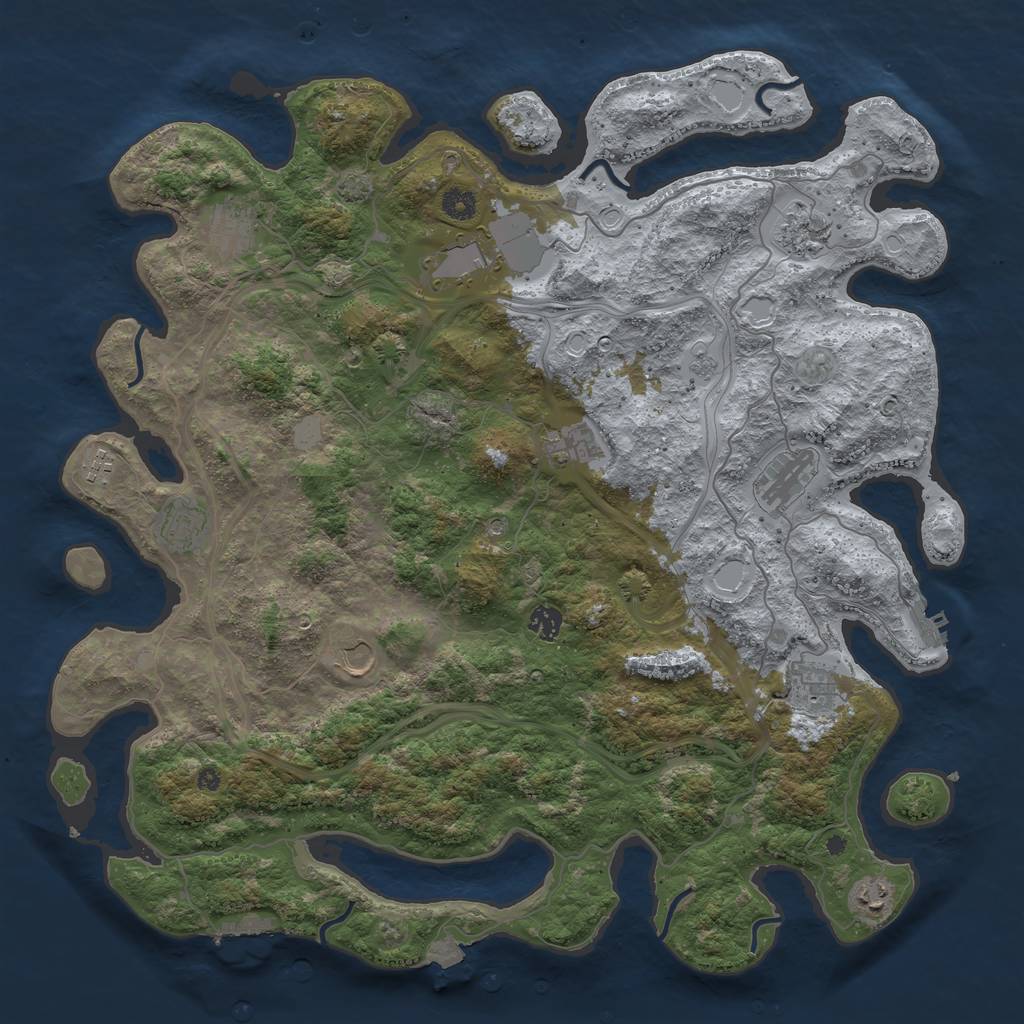 Rust Map: Procedural Map, Size: 4500, Seed: 213743558, 19 Monuments
