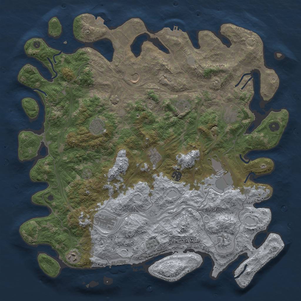 Rust Map: Procedural Map, Size: 4500, Seed: 528901160, 19 Monuments