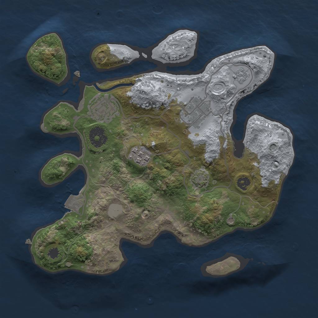 Rust Map: Procedural Map, Size: 2500, Seed: 2058299406, 8 Monuments