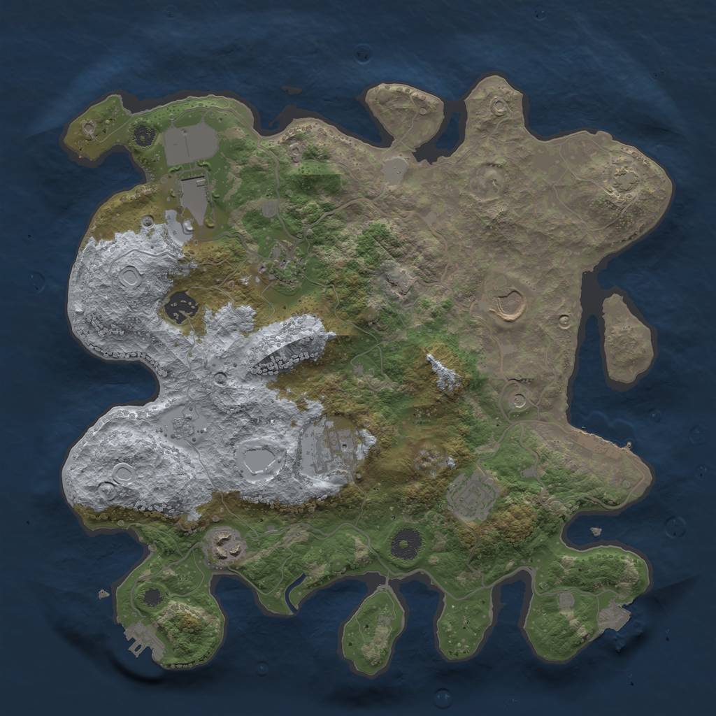 Rust Map: Procedural Map, Size: 3500, Seed: 275514122, 15 Monuments