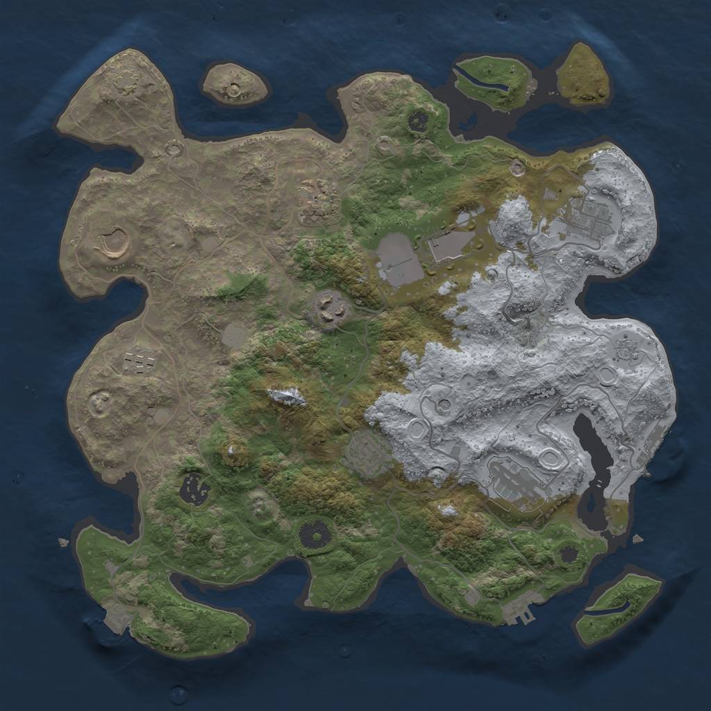 Rust Map: Procedural Map, Size: 3550, Seed: 152073262, 17 Monuments