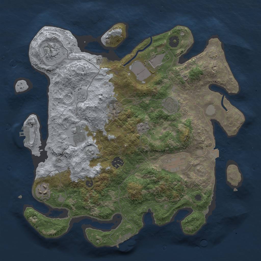 Rust Map: Procedural Map, Size: 3500, Seed: 807685770, 16 Monuments