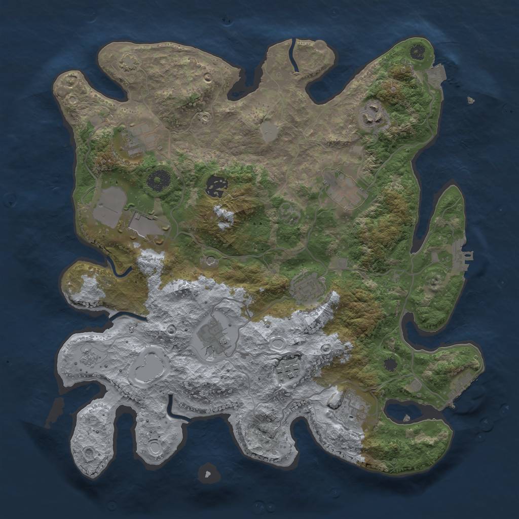Rust Map: Procedural Map, Size: 3500, Seed: 1014597571, 17 Monuments