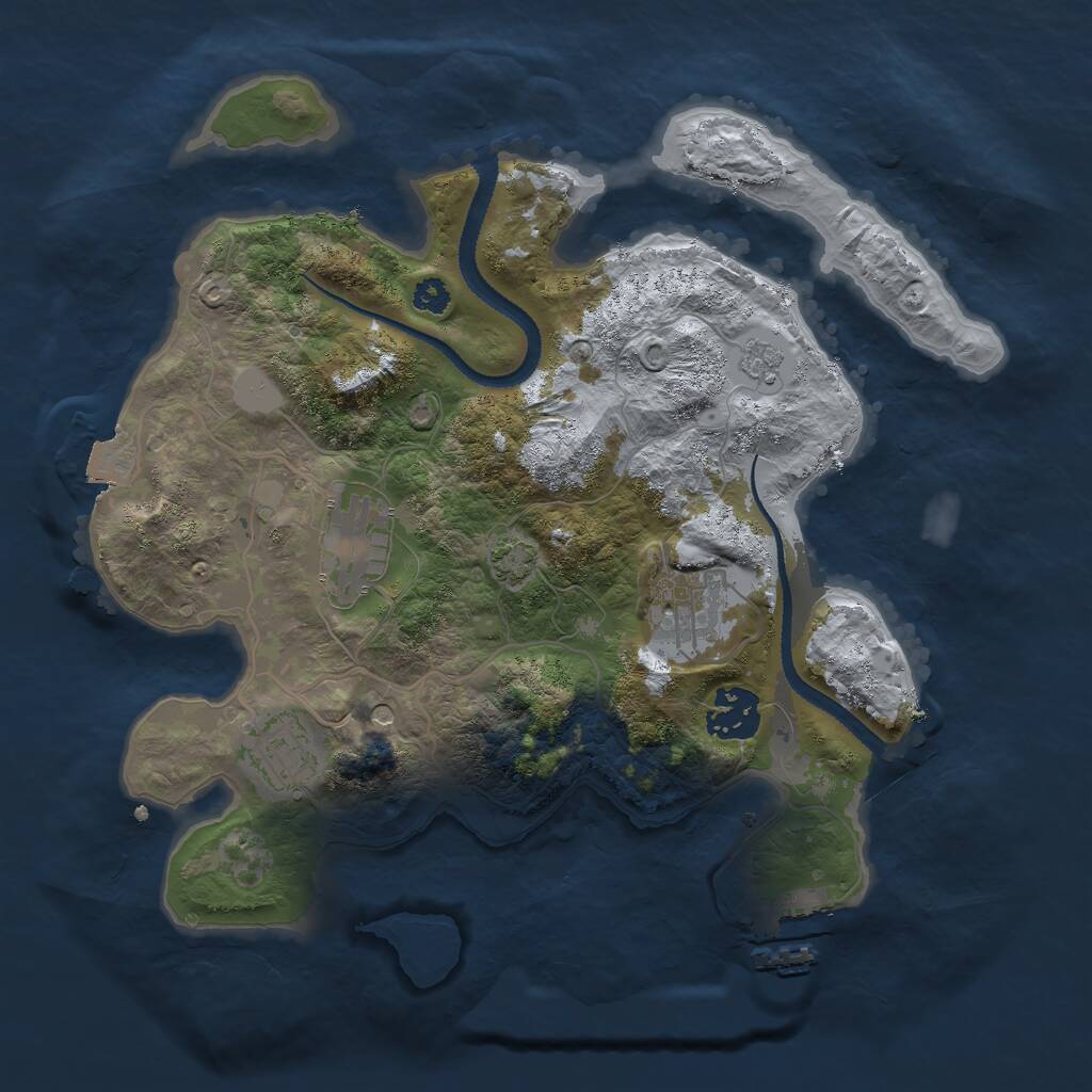 Rust Map: Procedural Map, Size: 3000, Seed: 712372469, 9 Monuments