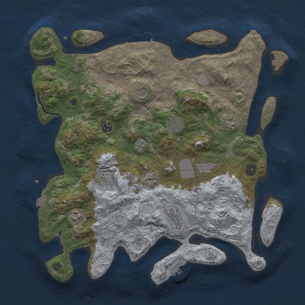 Rust Map: Procedural Map, Size: 4000, Seed: 123319836, 17 Monuments