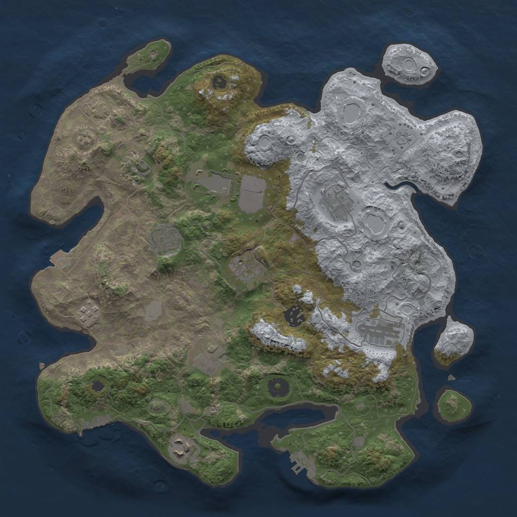 Rust Map: Procedural Map, Size: 3700, Seed: 272393247, 18 Monuments