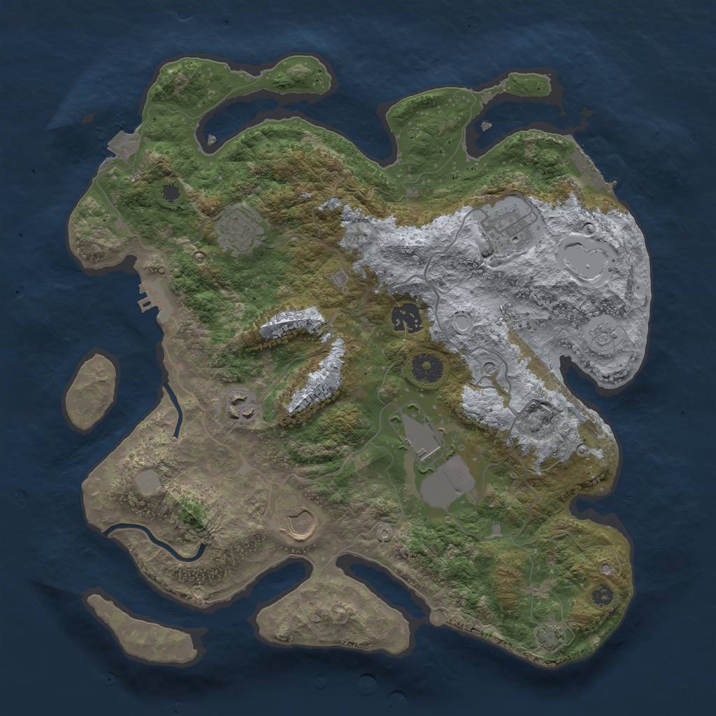 Rust Map: Procedural Map, Size: 3500, Seed: 670713219, 14 Monuments