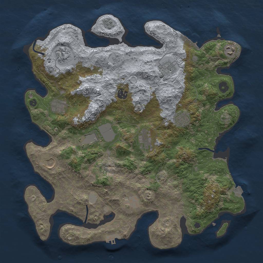 Rust Map: Procedural Map, Size: 3800, Seed: 354674, 19 Monuments