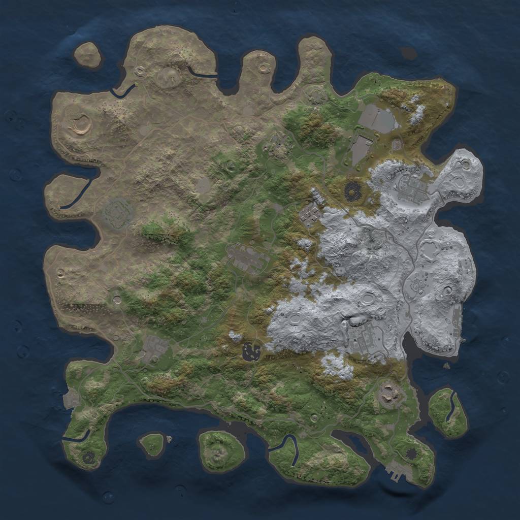 Rust Map: Procedural Map, Size: 4000, Seed: 552563941, 19 Monuments