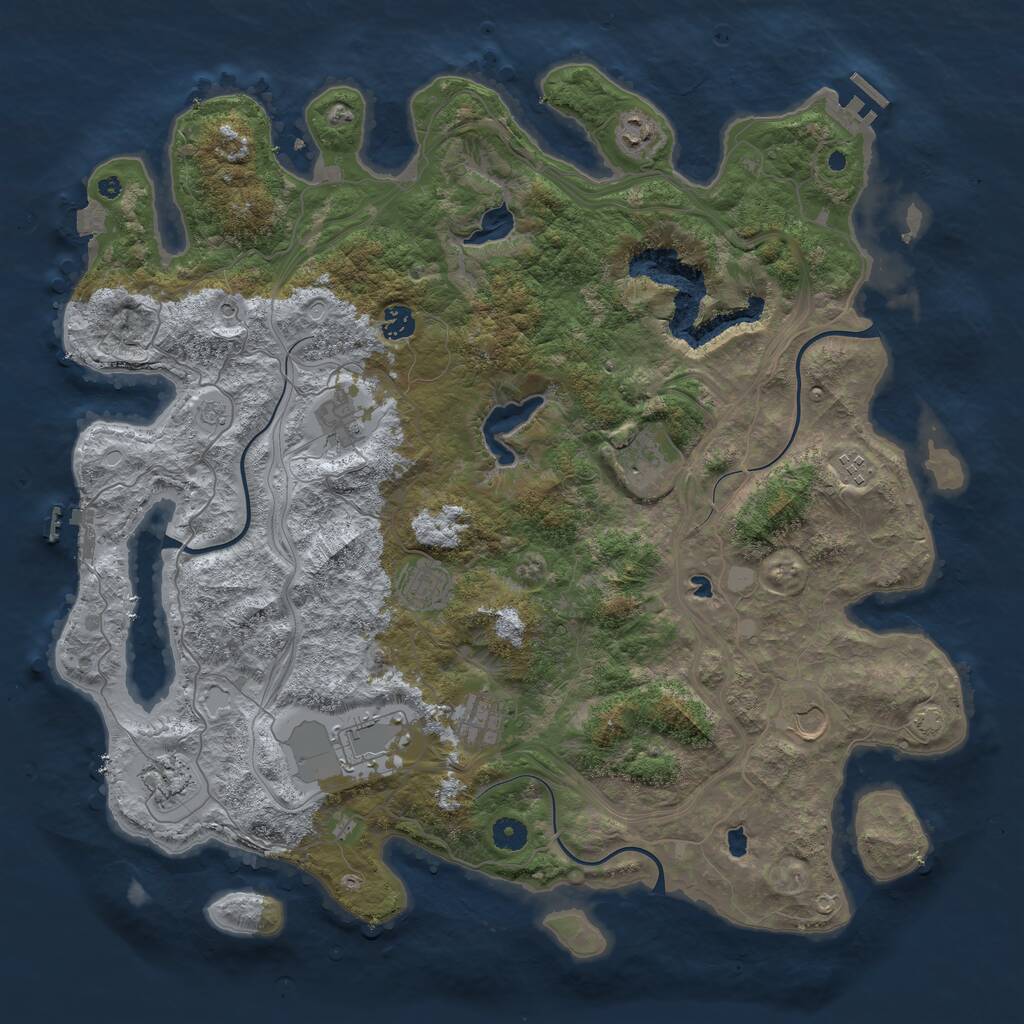 Rust Map: Procedural Map, Size: 4500, Seed: 540471516, 16 Monuments