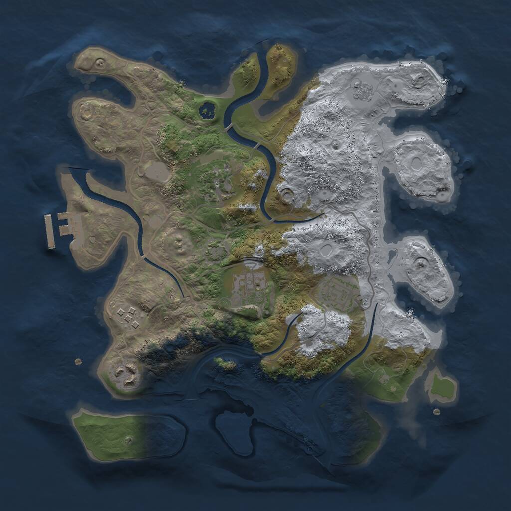 Rust Map: Procedural Map, Size: 3000, Seed: 1724284205, 9 Monuments