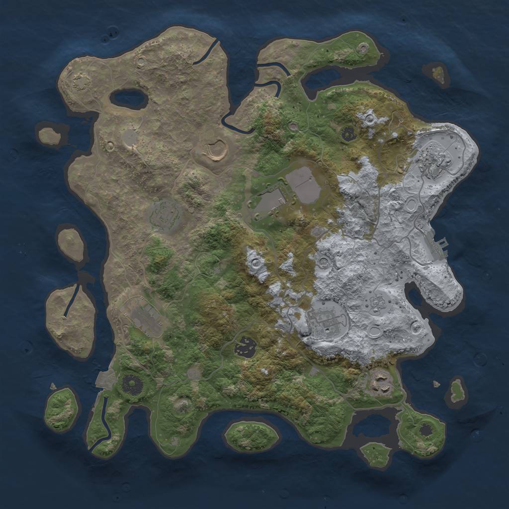 Rust Map: Procedural Map, Size: 3600, Seed: 1103260297, 15 Monuments