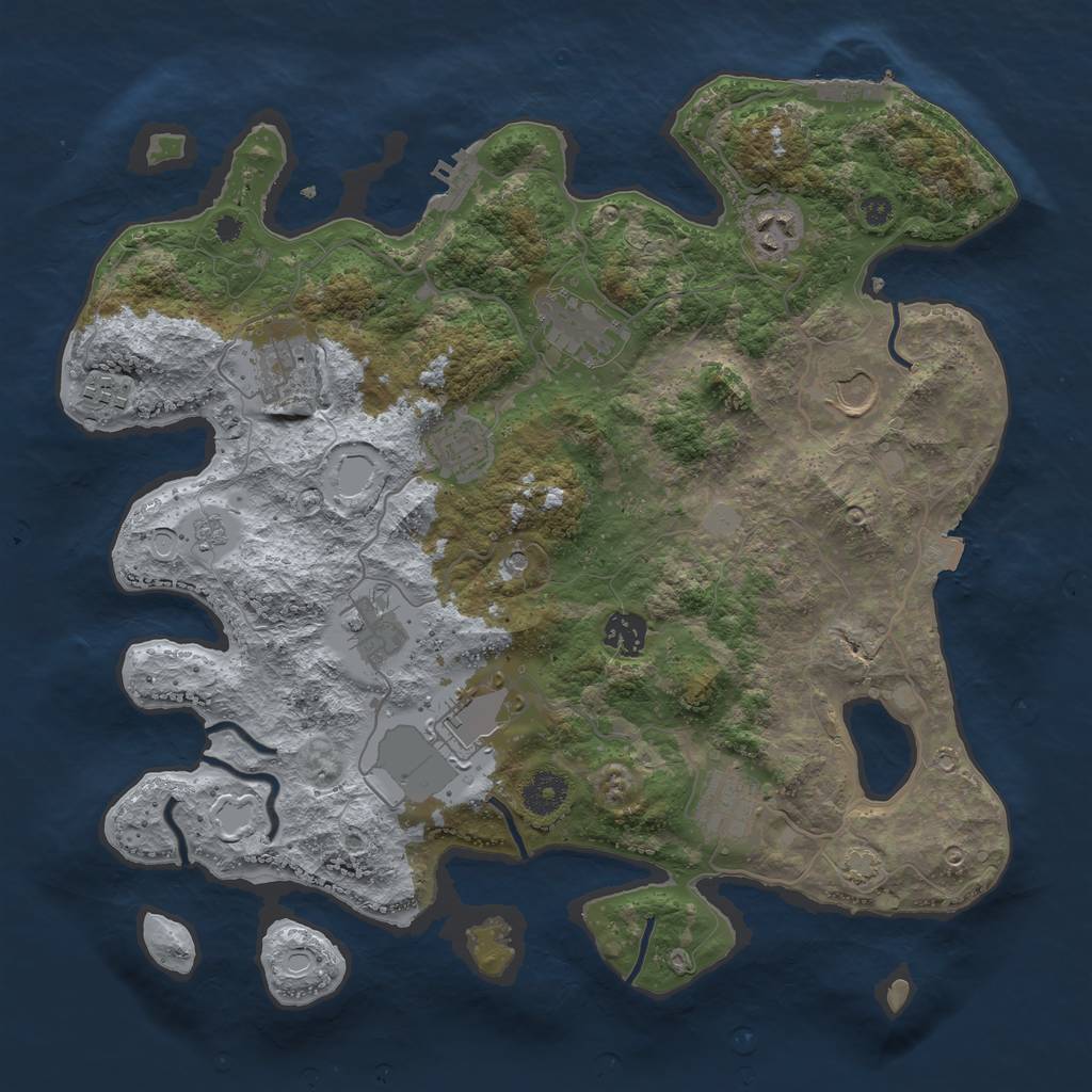 Rust Map: Procedural Map, Size: 3700, Seed: 130519779, 18 Monuments