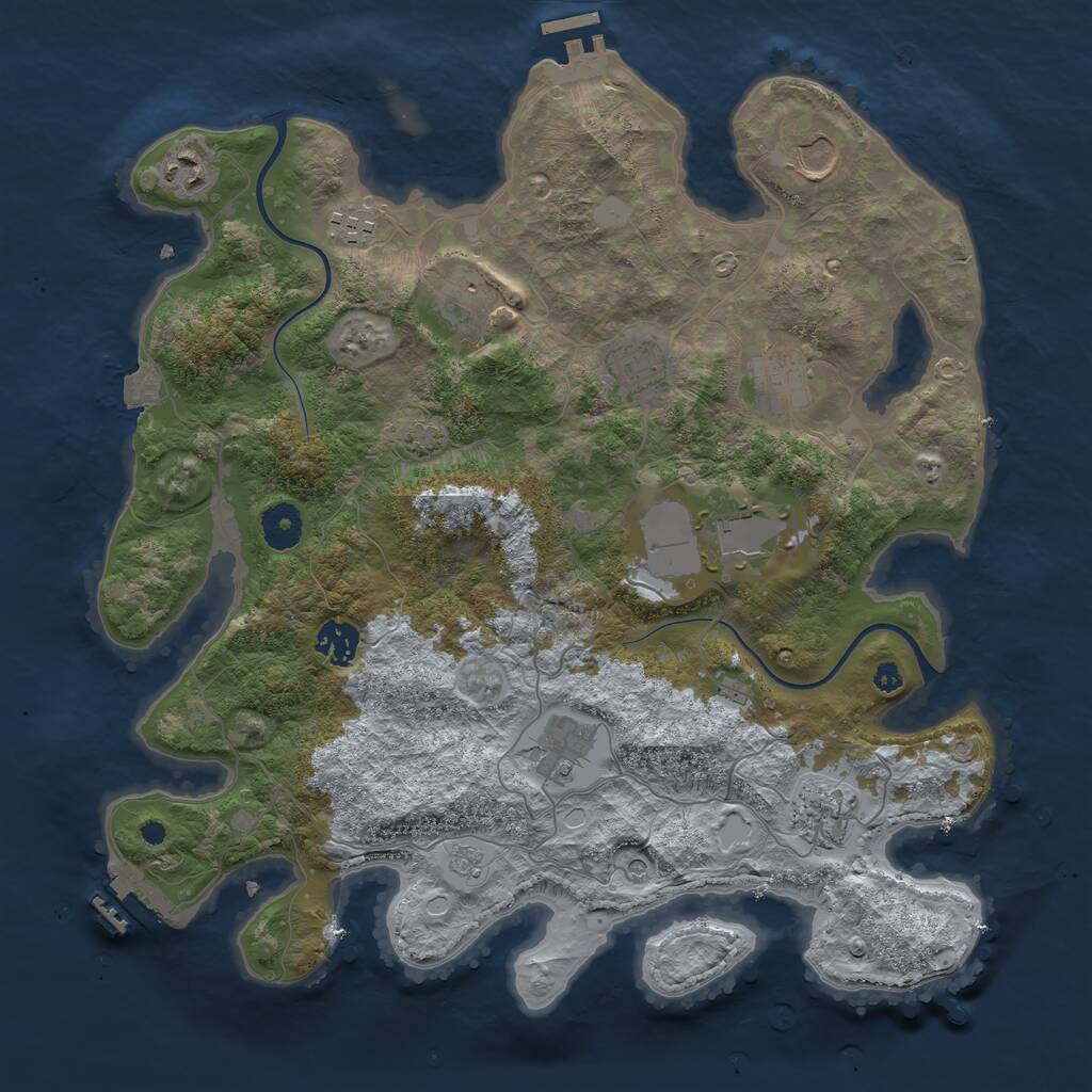 Rust Map: Procedural Map, Size: 3750, Seed: 250124, 16 Monuments