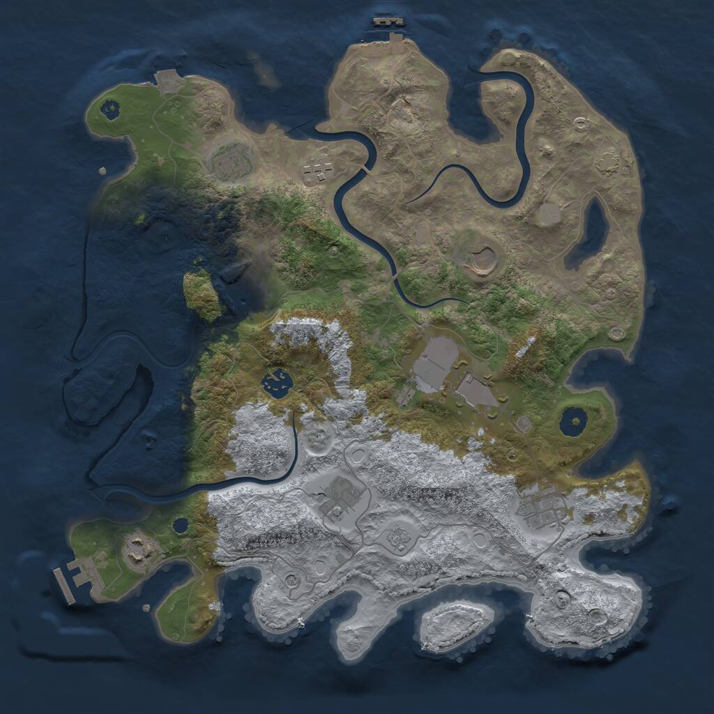 Rust Map: Procedural Map, Size: 3750, Seed: 250124, 15 Monuments