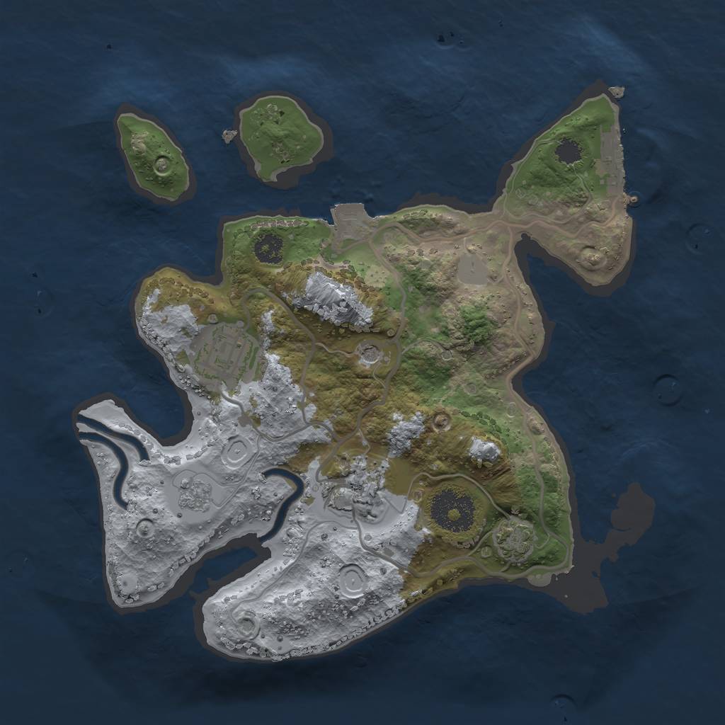 Rust Map: Procedural Map, Size: 2500, Seed: 566548701, 9 Monuments