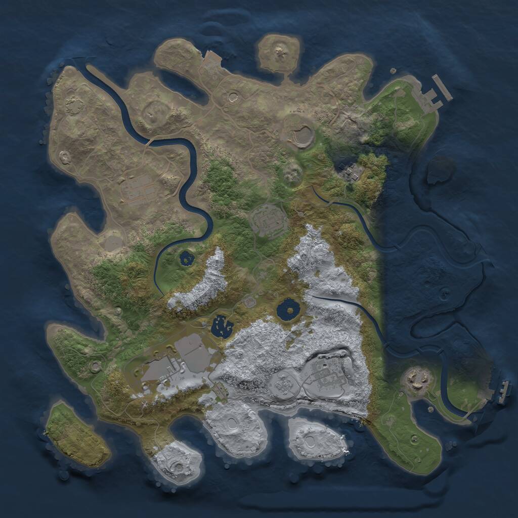 Rust Map: Procedural Map, Size: 3500, Seed: 751384839, 14 Monuments