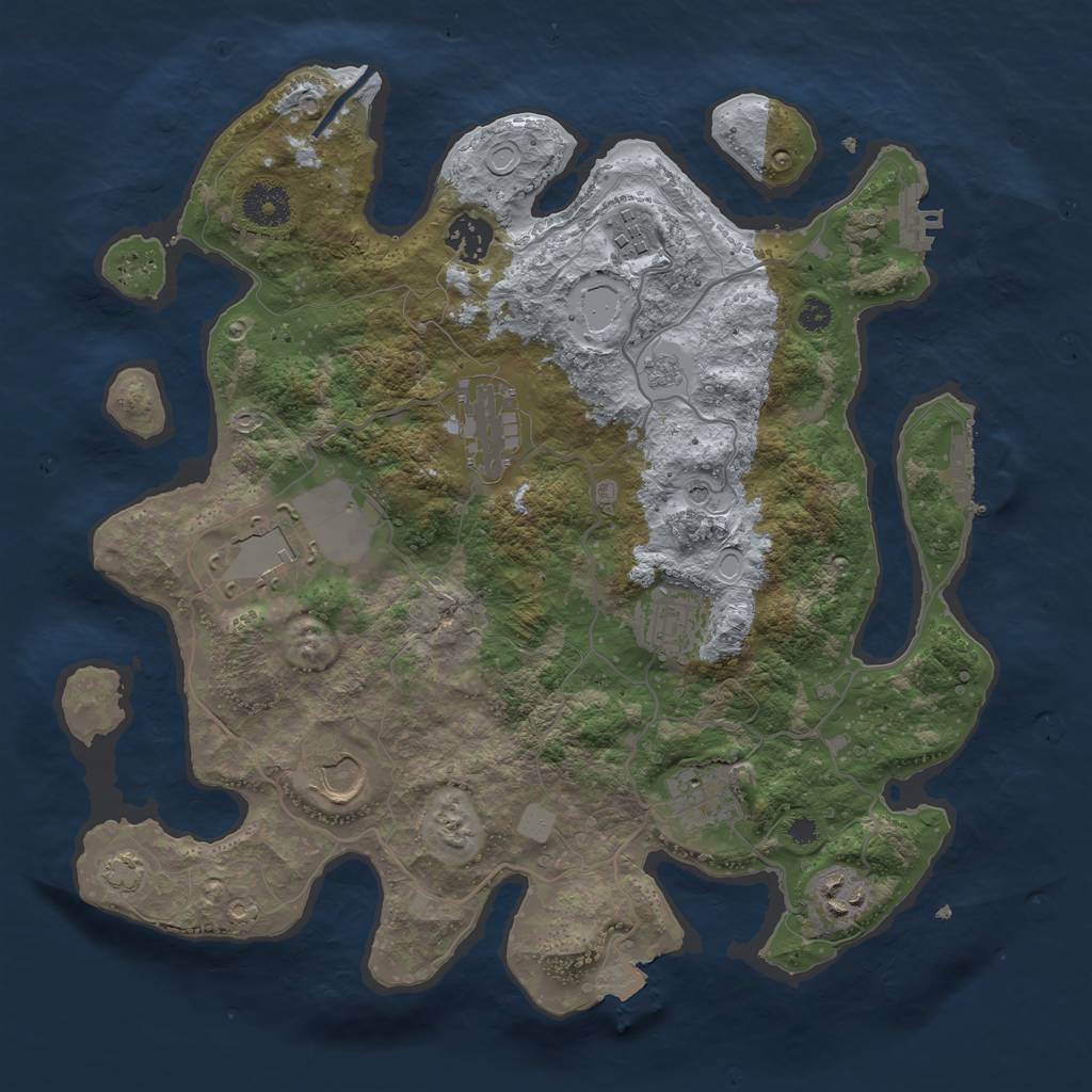 Rust Map: Procedural Map, Size: 3500, Seed: 628592, 16 Monuments