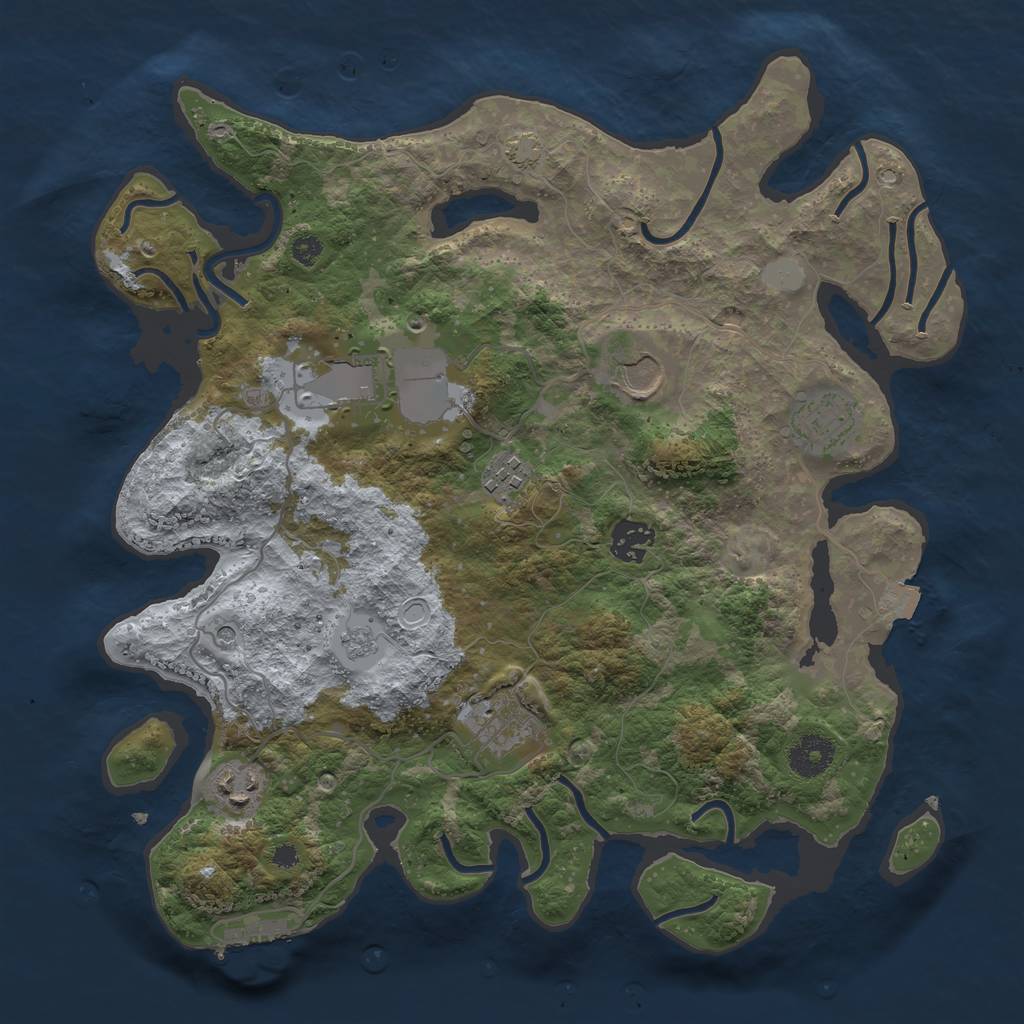 Rust Map: Procedural Map, Size: 3500, Seed: 627973974, 14 Monuments