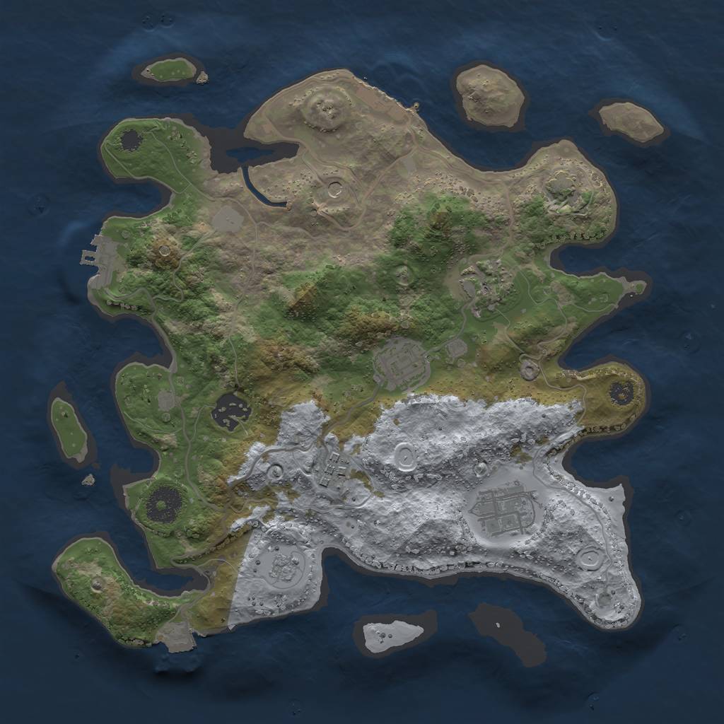 Rust Map: Procedural Map, Size: 3000, Seed: 797694293, 13 Monuments