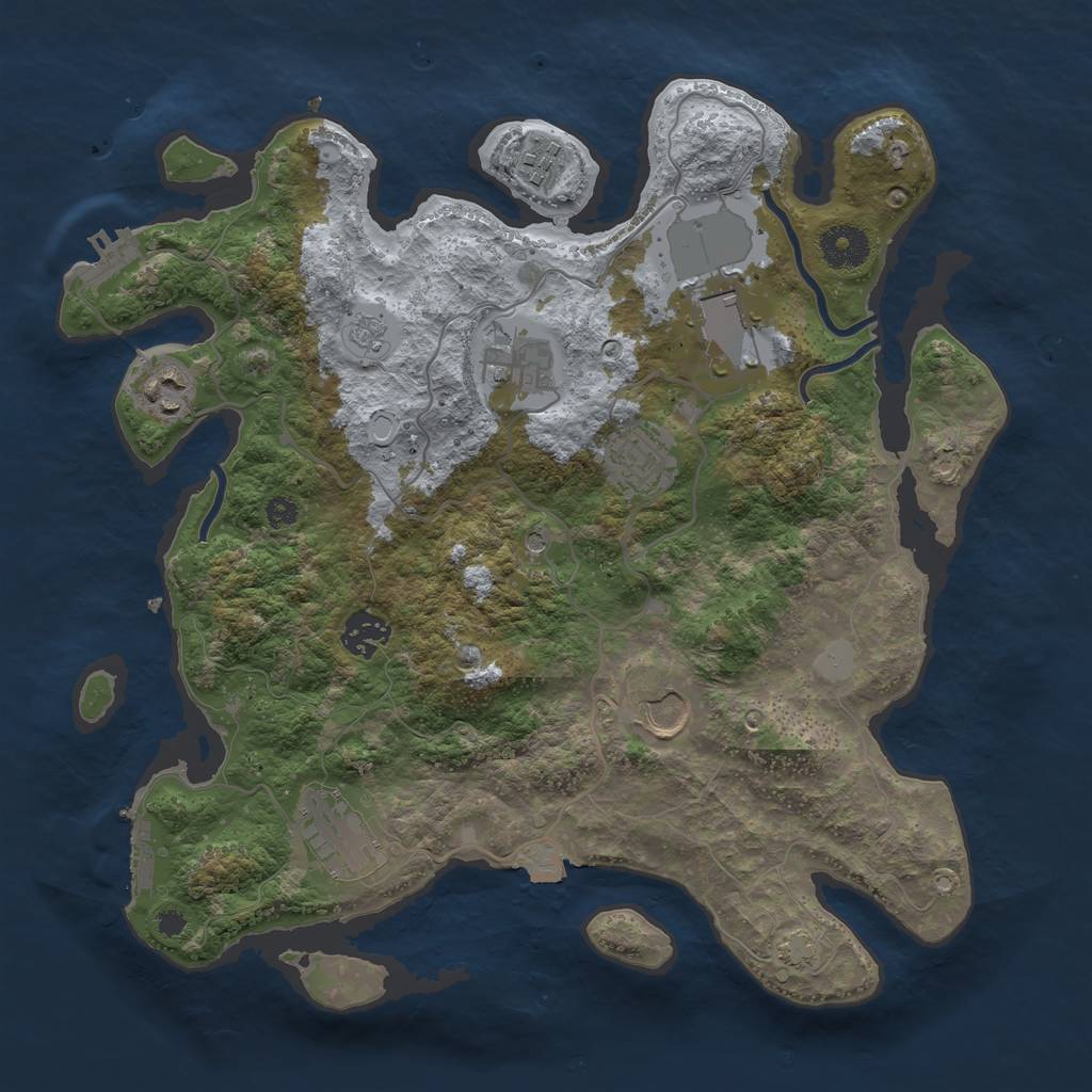 Rust Map: Procedural Map, Size: 3500, Seed: 942778241, 16 Monuments