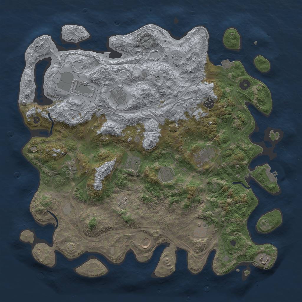 Rust Map: Procedural Map, Size: 4300, Seed: 1398994353, 18 Monuments