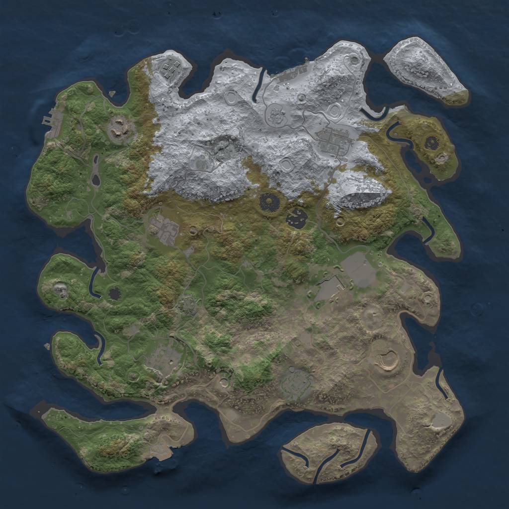 Rust Map: Procedural Map, Size: 3750, Seed: 118096618, 17 Monuments