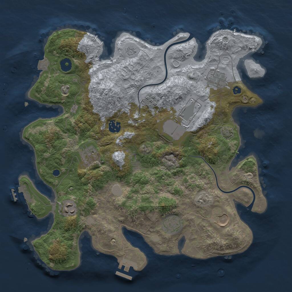 Rust Map: Procedural Map, Size: 3500, Seed: 1244405202, 13 Monuments