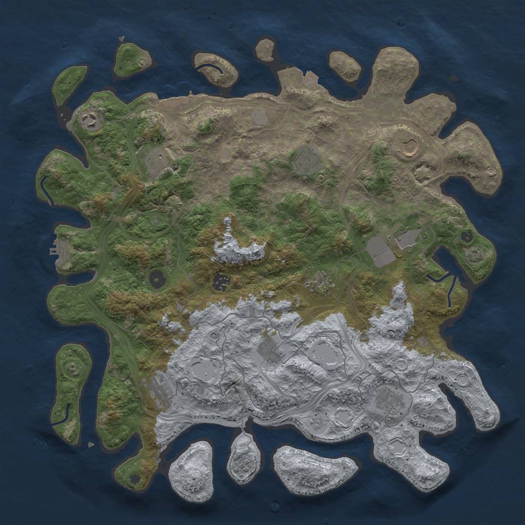 Rust Map: Procedural Map, Size: 4500, Seed: 1897840735, 19 Monuments