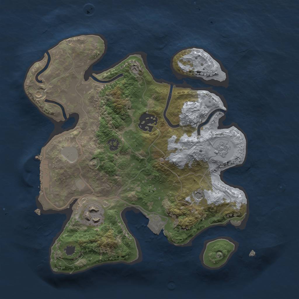 Rust Map: Procedural Map, Size: 2400, Seed: 1415481645, 8 Monuments