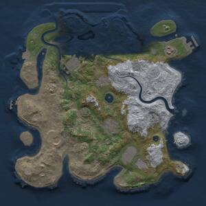 Thumbnail Rust Map: Procedural Map, Size: 3500, Seed: 975303750, 13 Monuments