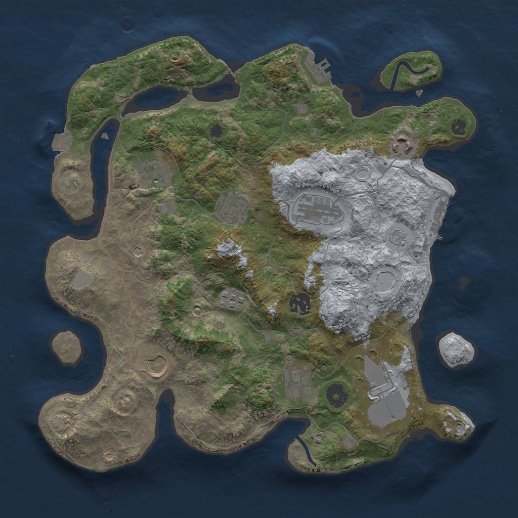 Rust Map: Procedural Map, Size: 3500, Seed: 975303750, 17 Monuments