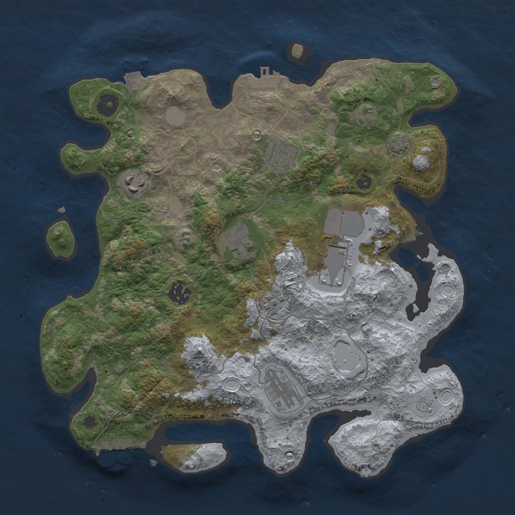 Rust Map: Procedural Map, Size: 3500, Seed: 25012024, 15 Monuments