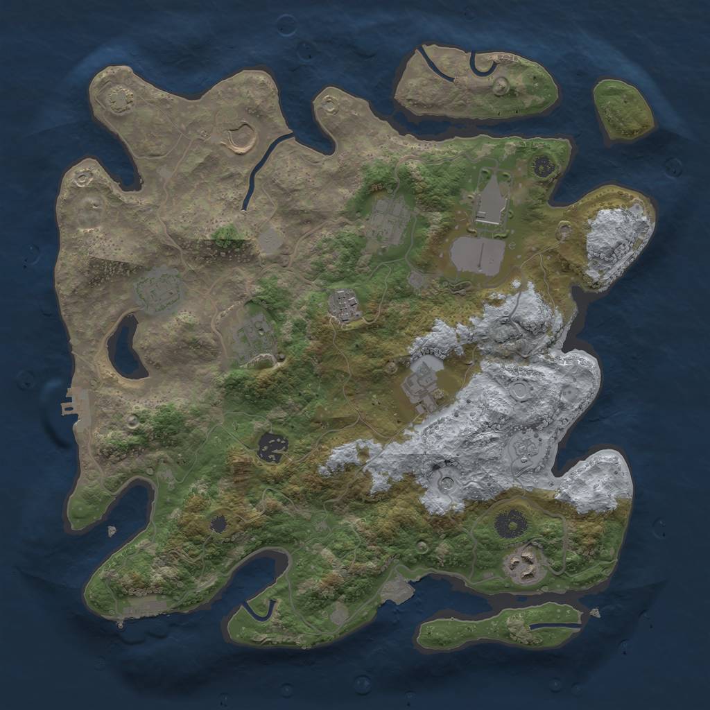 Rust Map: Procedural Map, Size: 3500, Seed: 394042173, 17 Monuments