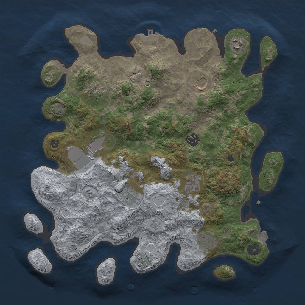 Rust Map: Procedural Map, Size: 3600, Seed: 713840389, 15 Monuments
