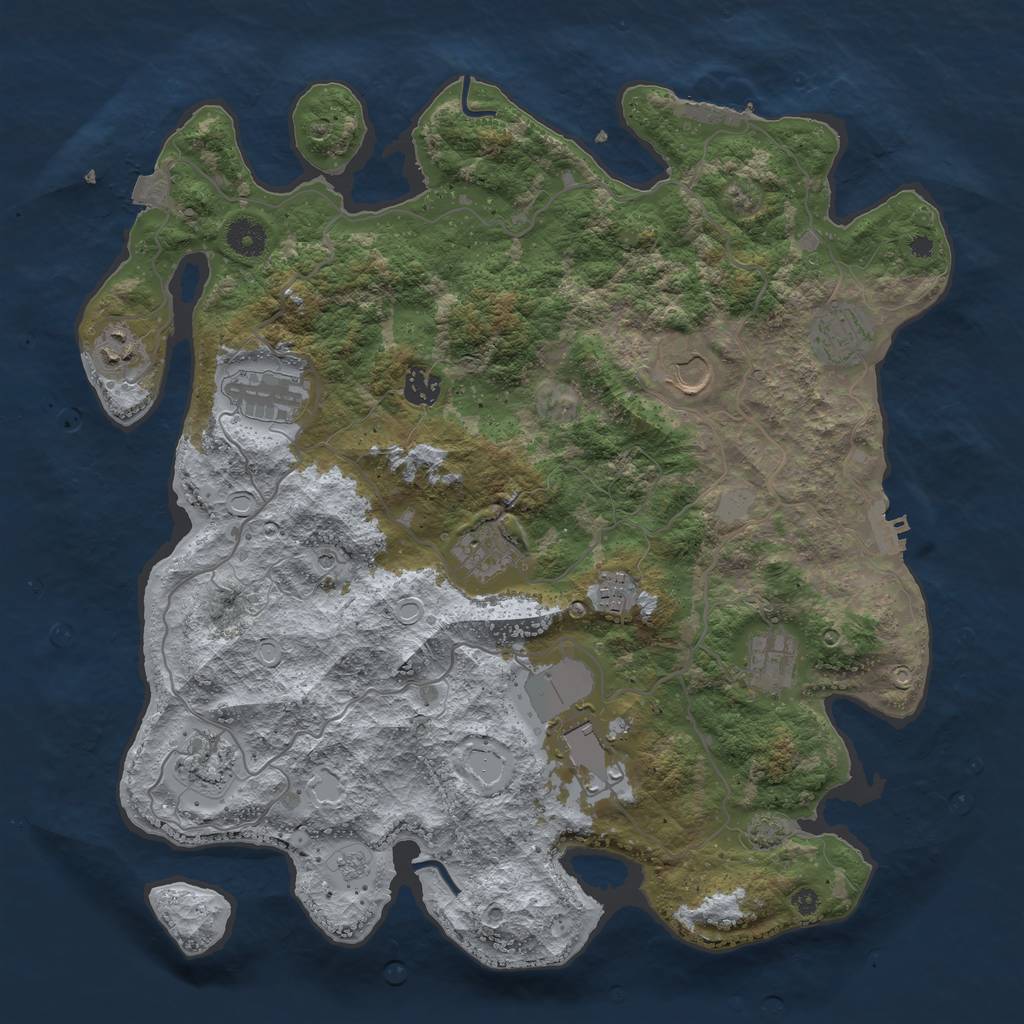 Rust Map: Procedural Map, Size: 4000, Seed: 58626, 18 Monuments