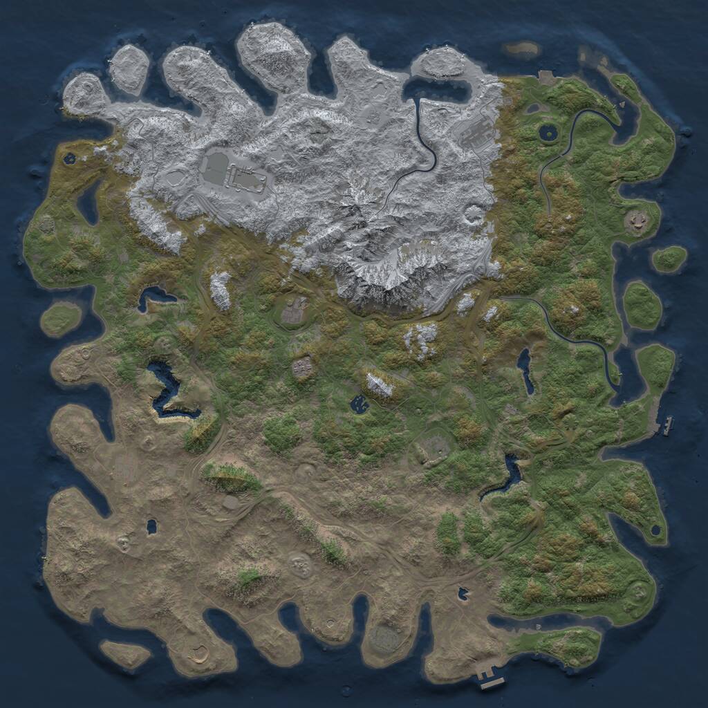 Rust Map: Procedural Map, Size: 6000, Seed: 6416436, 17 Monuments