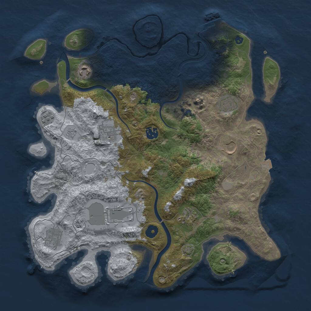 Rust Map: Procedural Map, Size: 3700, Seed: 2060833203, 14 Monuments