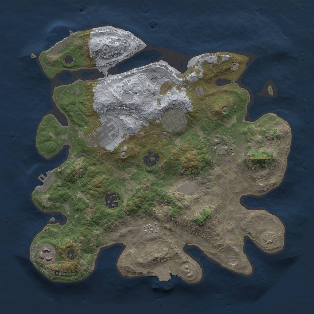 Rust Map: Procedural Map, Size: 3000, Seed: 932132, 13 Monuments