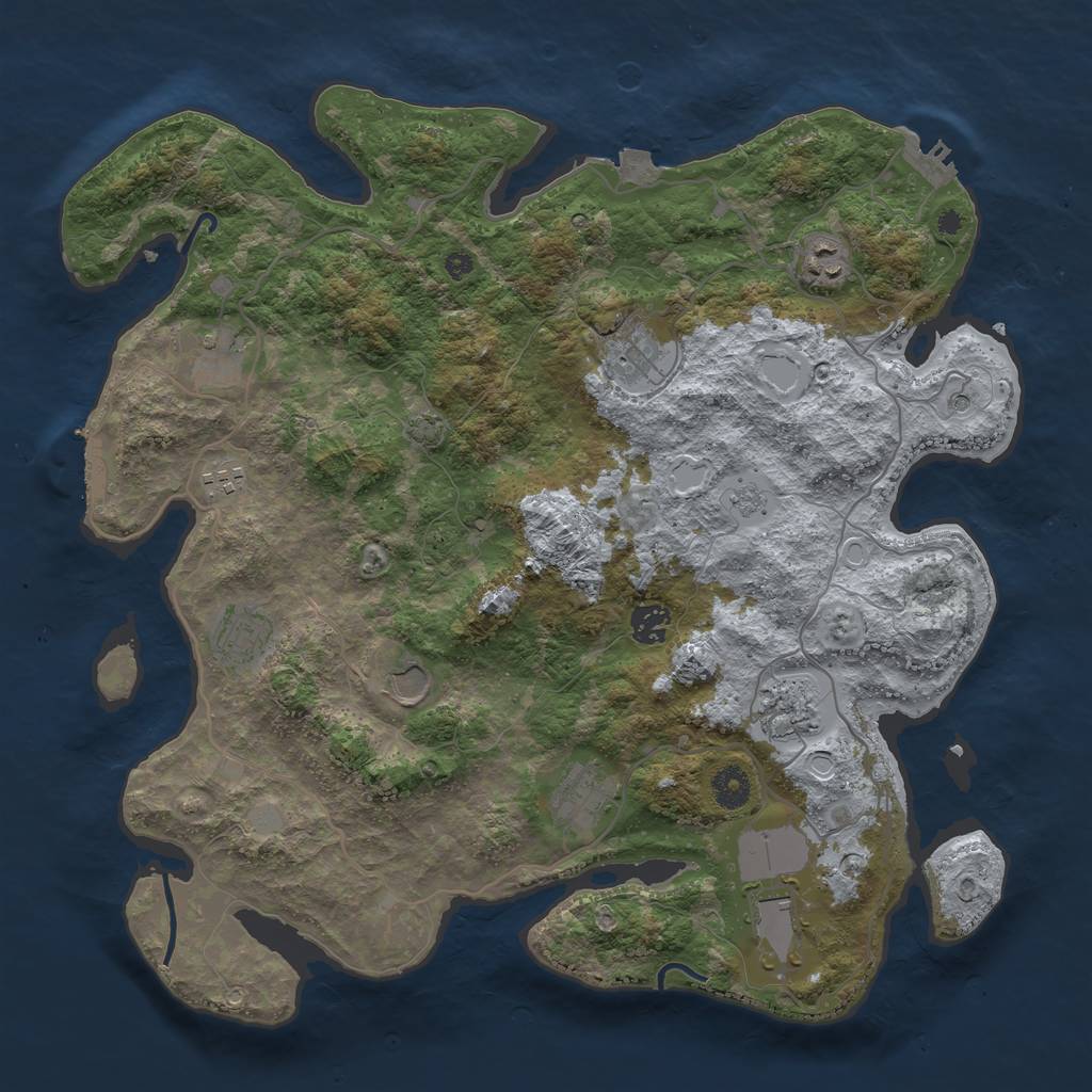 Rust Map: Procedural Map, Size: 4000, Seed: 444632270, 18 Monuments