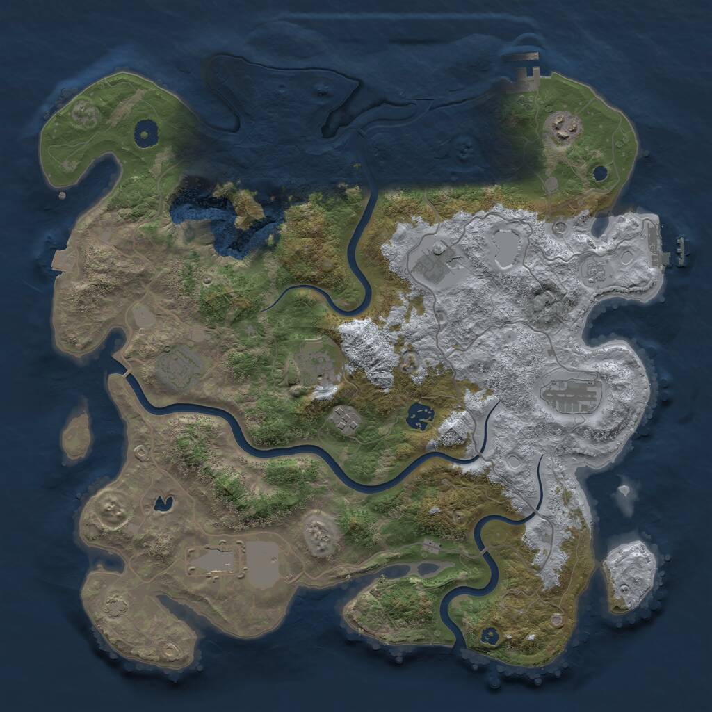 Rust Map: Procedural Map, Size: 4000, Seed: 444632270, 14 Monuments