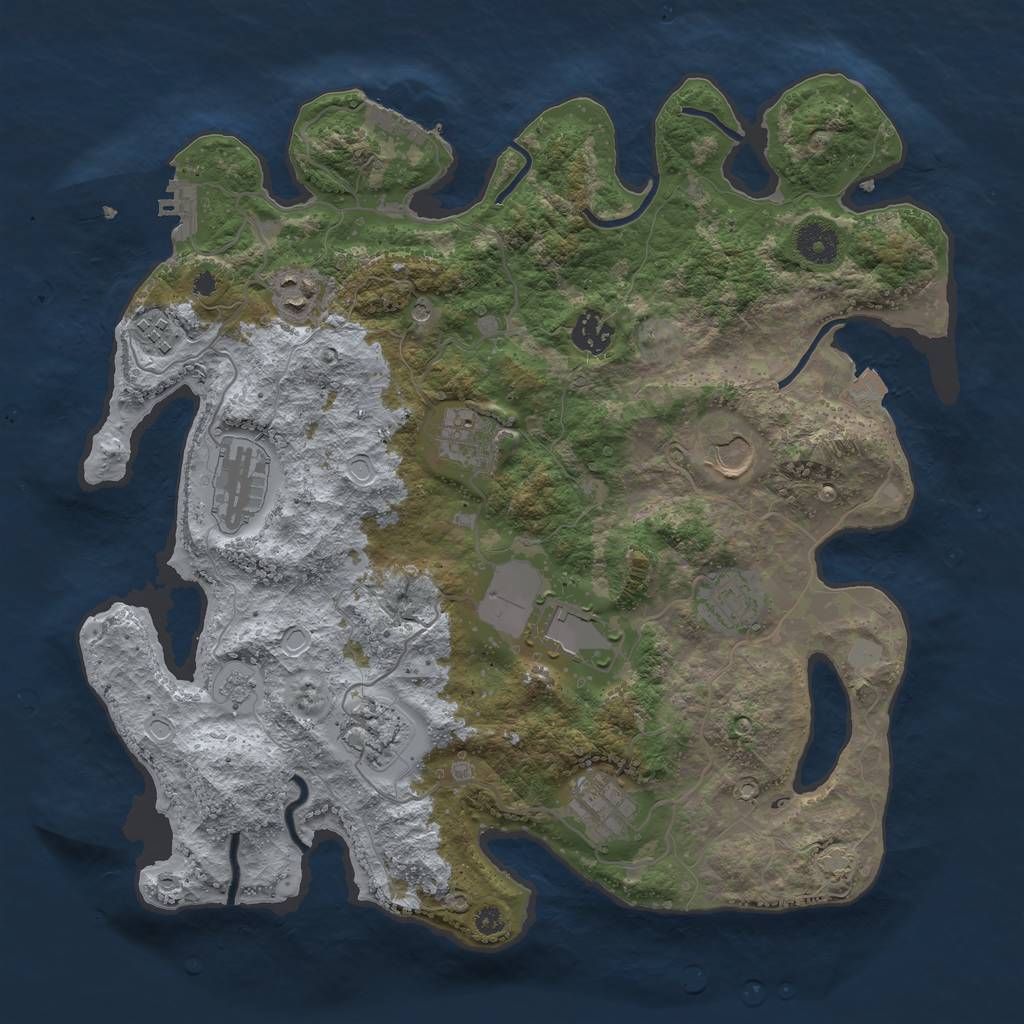 Rust Map: Procedural Map, Size: 3700, Seed: 18378464, 18 Monuments