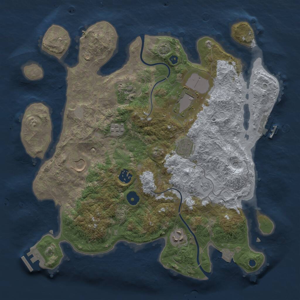 Rust Map: Procedural Map, Size: 3500, Seed: 1438376408, 13 Monuments