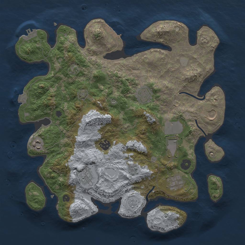 Rust Map: Procedural Map, Size: 3500, Seed: 121315, 16 Monuments