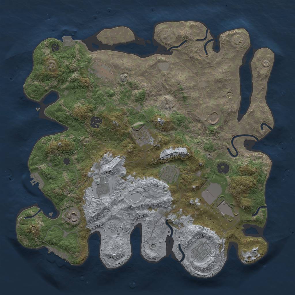 Rust Map: Procedural Map, Size: 3700, Seed: 249614857, 17 Monuments