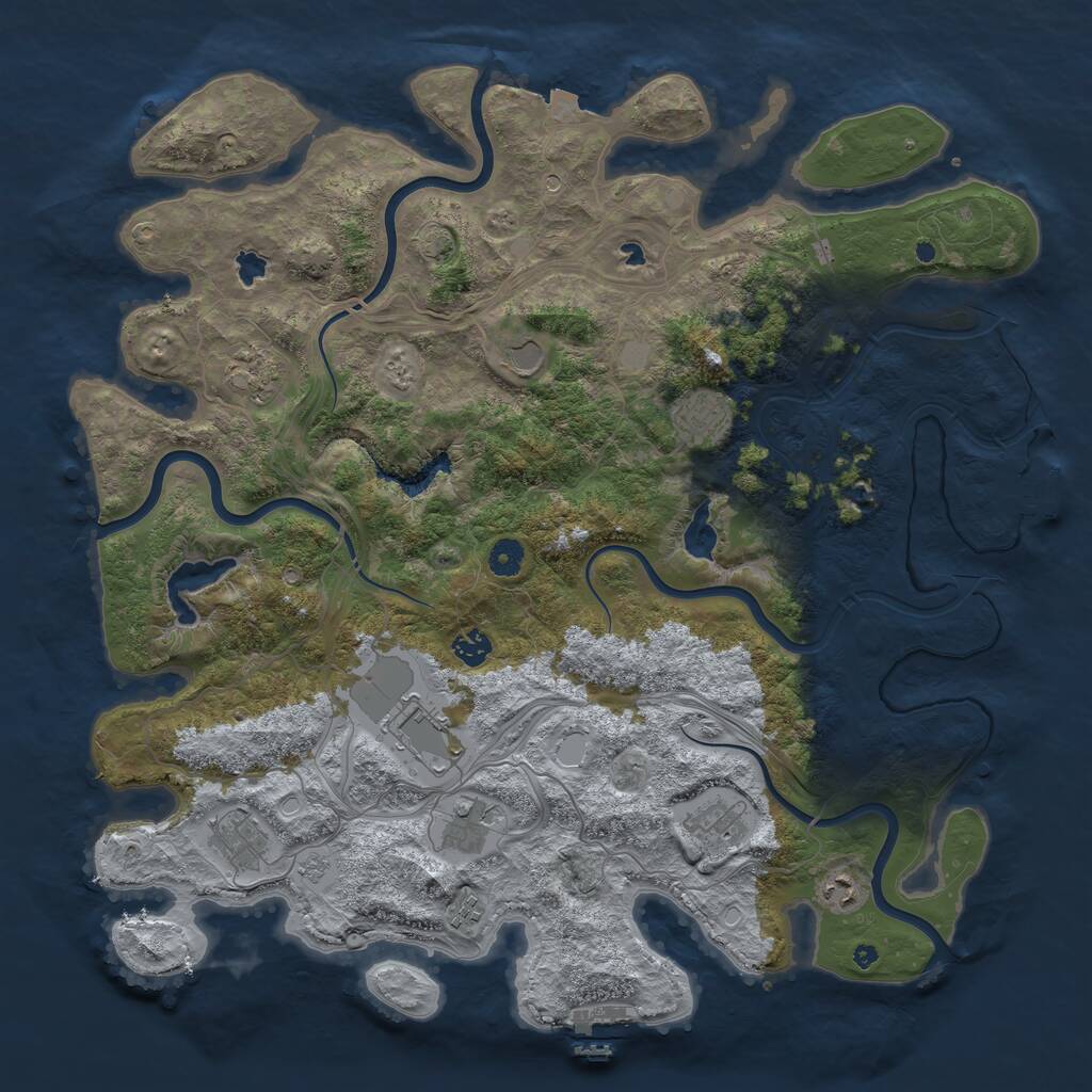Rust Map: Procedural Map, Size: 4500, Seed: 969876834, 16 Monuments