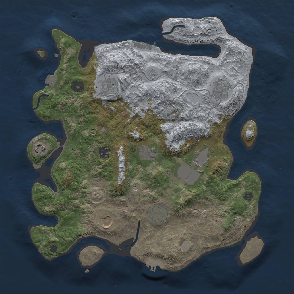 Rust Map: Procedural Map, Size: 3568, Seed: 13825, 16 Monuments
